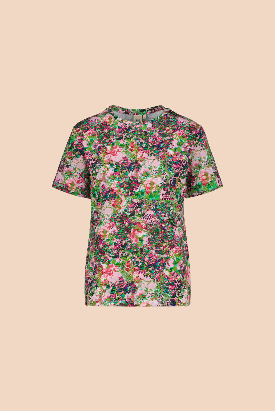 Naisten värikäs puuvillatrikoinen t-paita