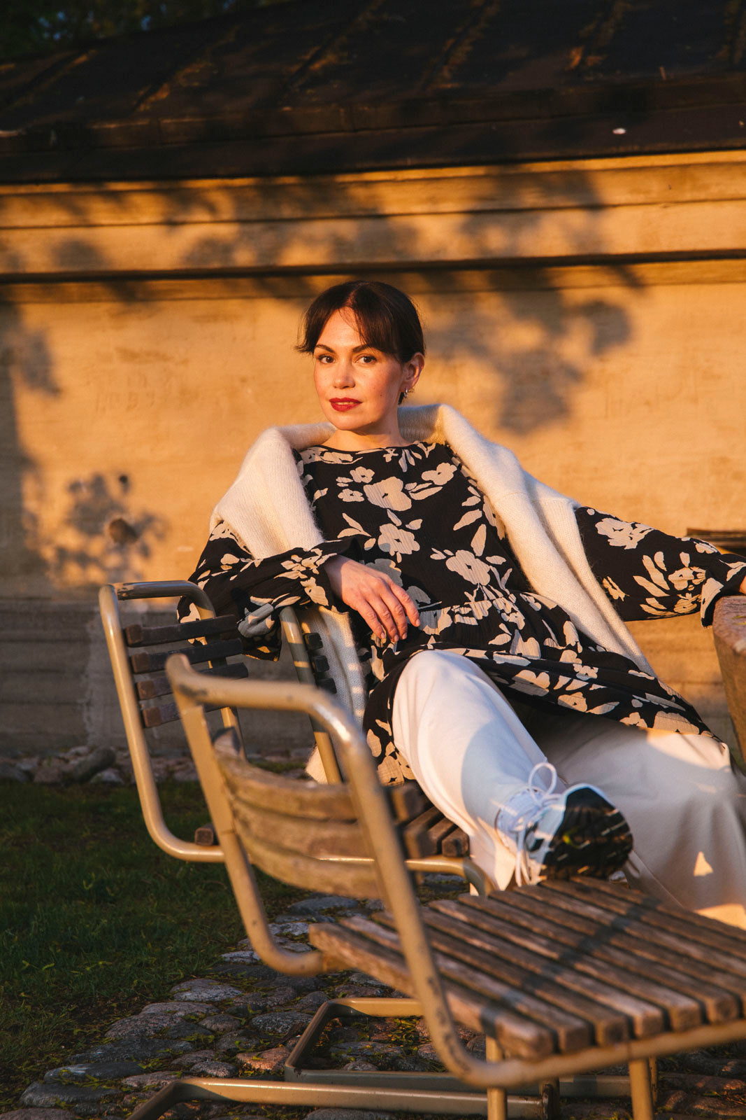 Naisten valkoinen alpakka-mohair-neulepaita