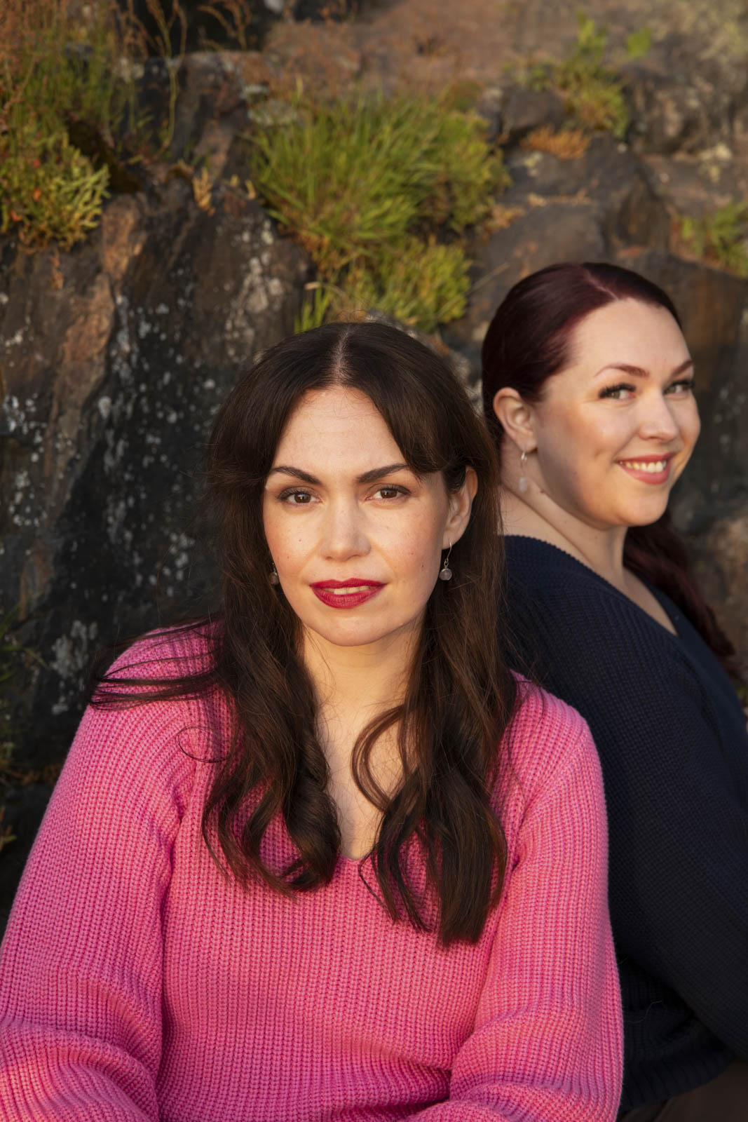 Naisten pinkki puuvillaneule