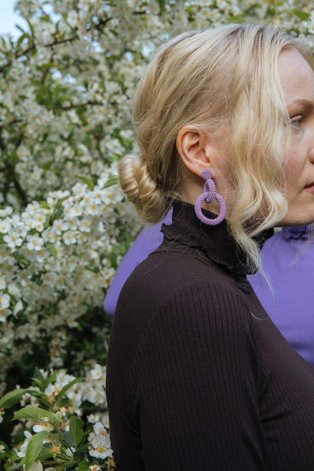 Naisten ruskea pitkähihainen poolopaita