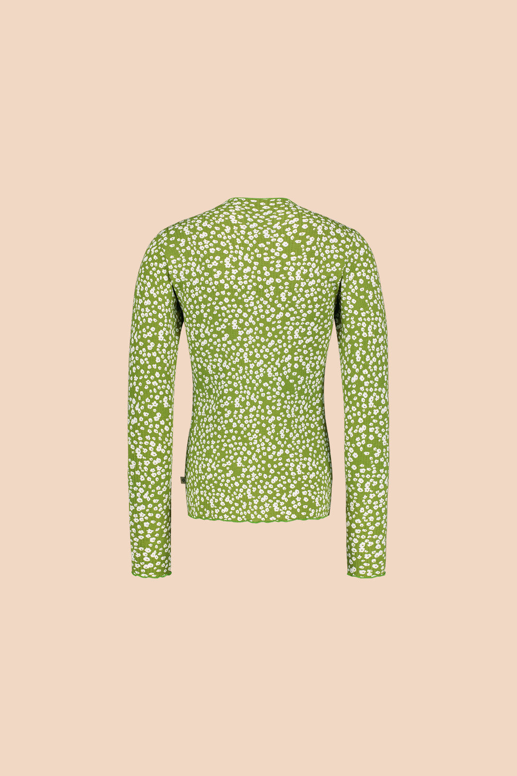 Naisten vihreä pitkähihainen paita minimalistisella kuosilla