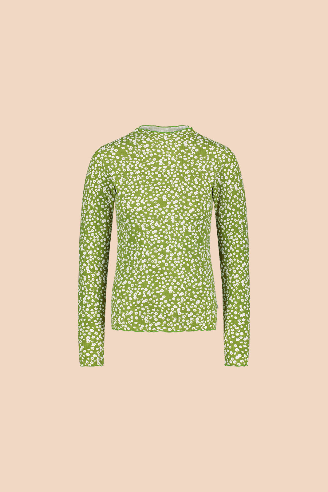 Naisten vihreä pitkähihainen paita minimalistisella kuosilla