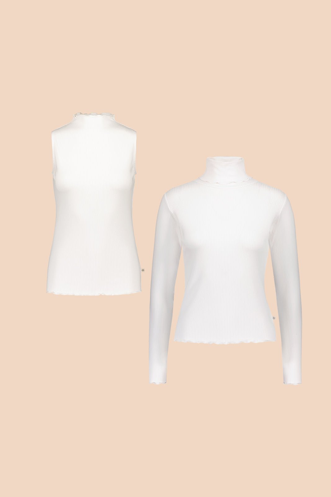 Rib Top & Rollneck -pakkaus, White - Kaiko Clothing Company Oy