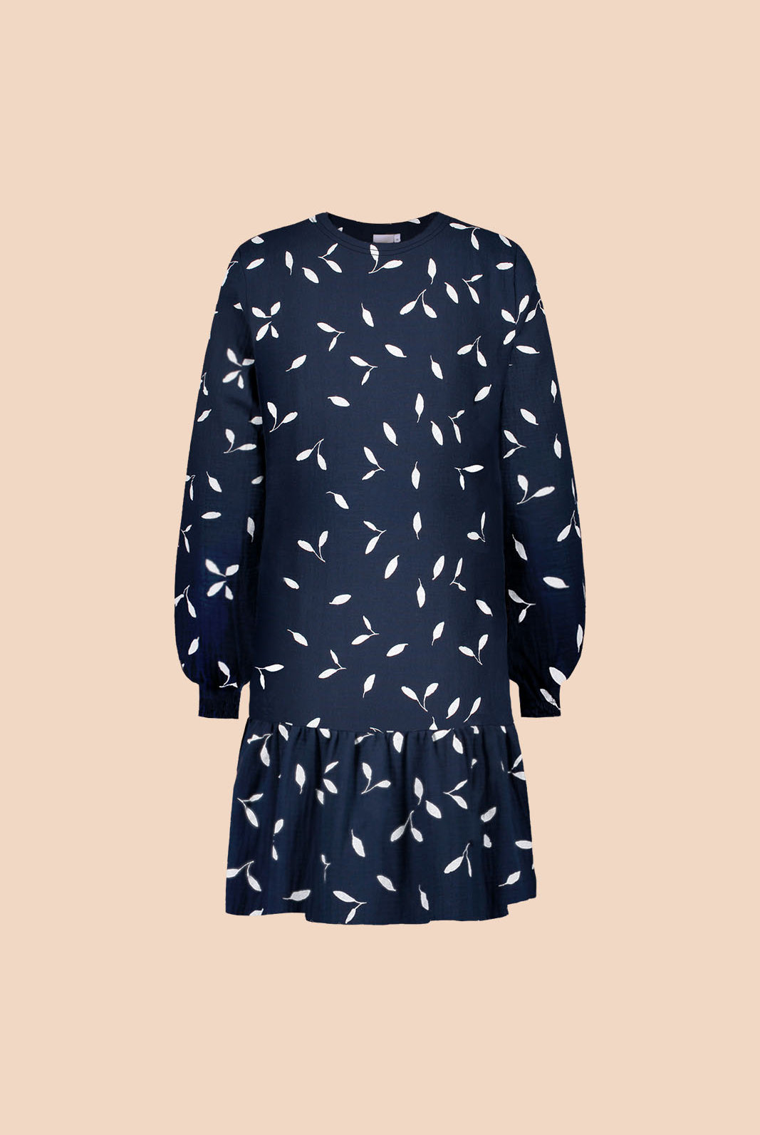 Naisten tummansininen puuvillainen collegemekko minimalistisella kuosilla
