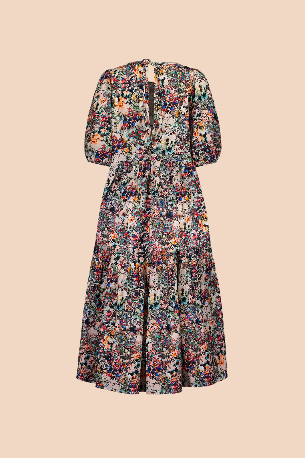 Naisten värikäs puuvillamekko kukkakuviolla