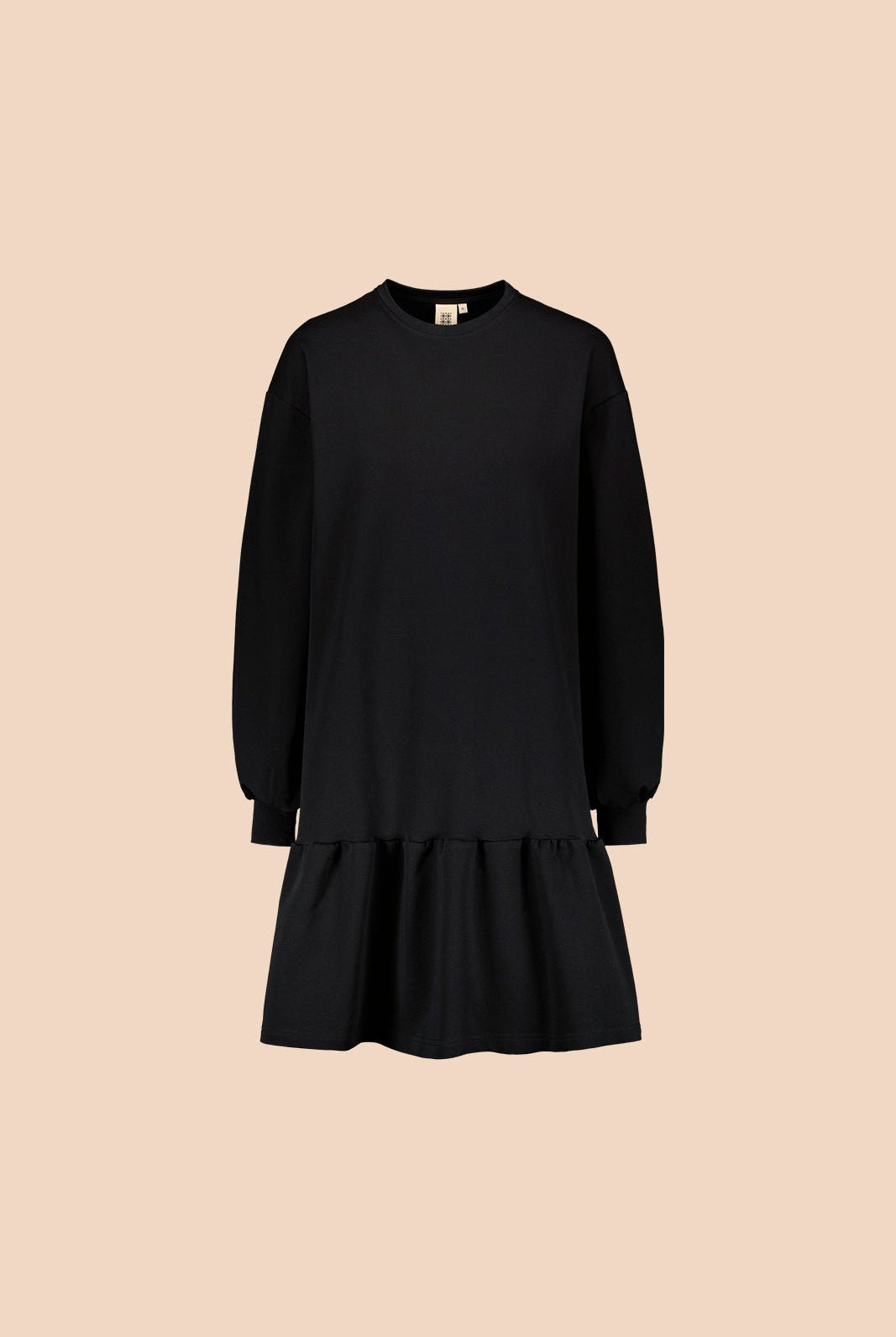 Ruffle Sweatshirt Dress, Black - Kaiko Clothing Company Oy