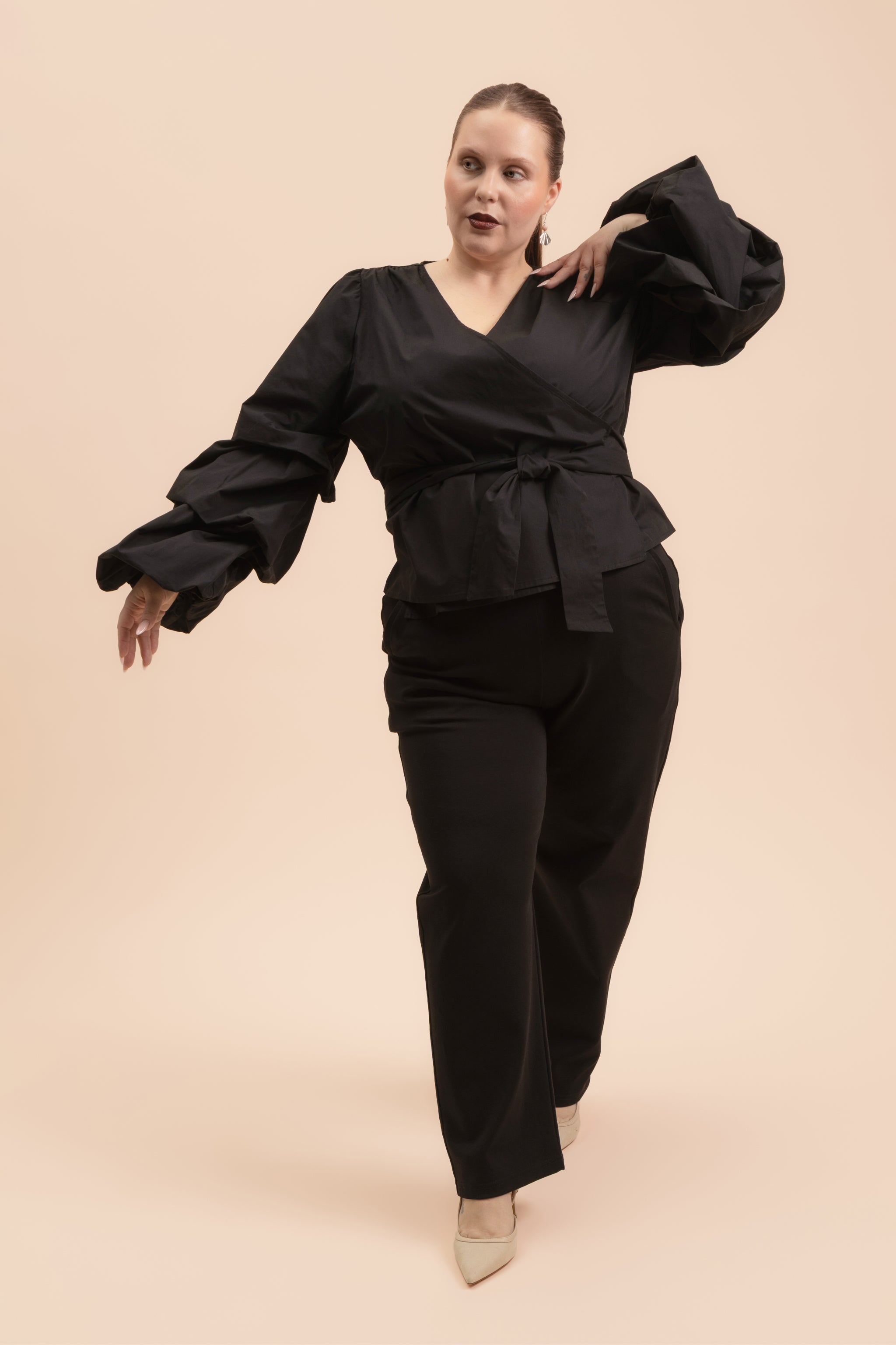 Volume Sleeve Blouse, Black – KAIKO