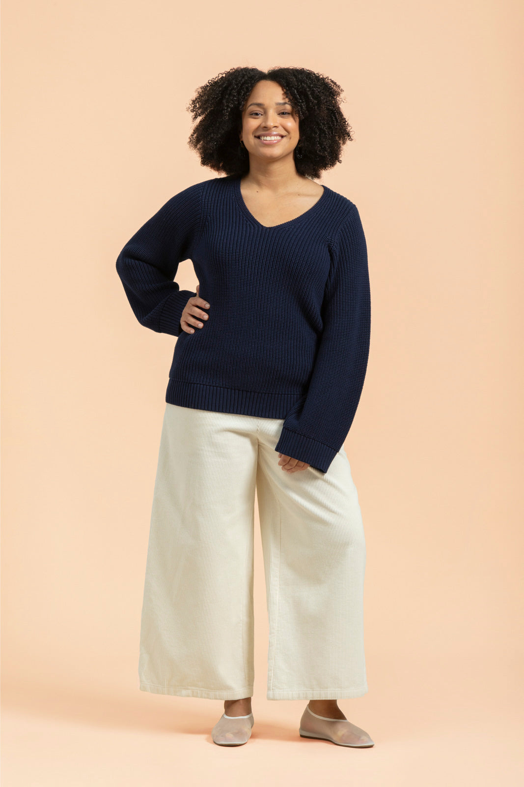 V-neck Jumper, Navy – KAIKO