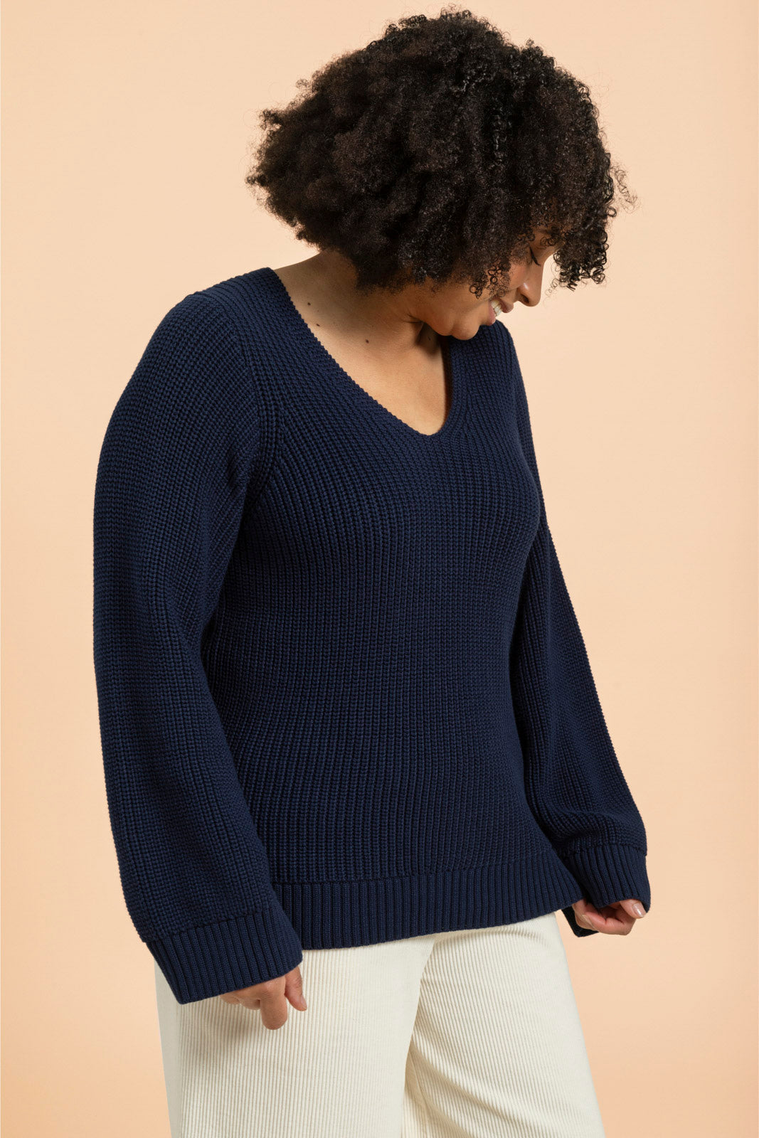 V-neck Jumper, Navy – KAIKO