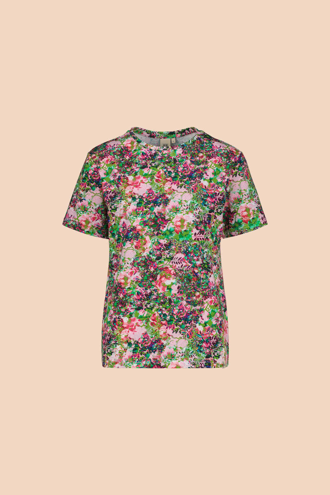 Naisten värikäs puuvillatrikoinen t-paita