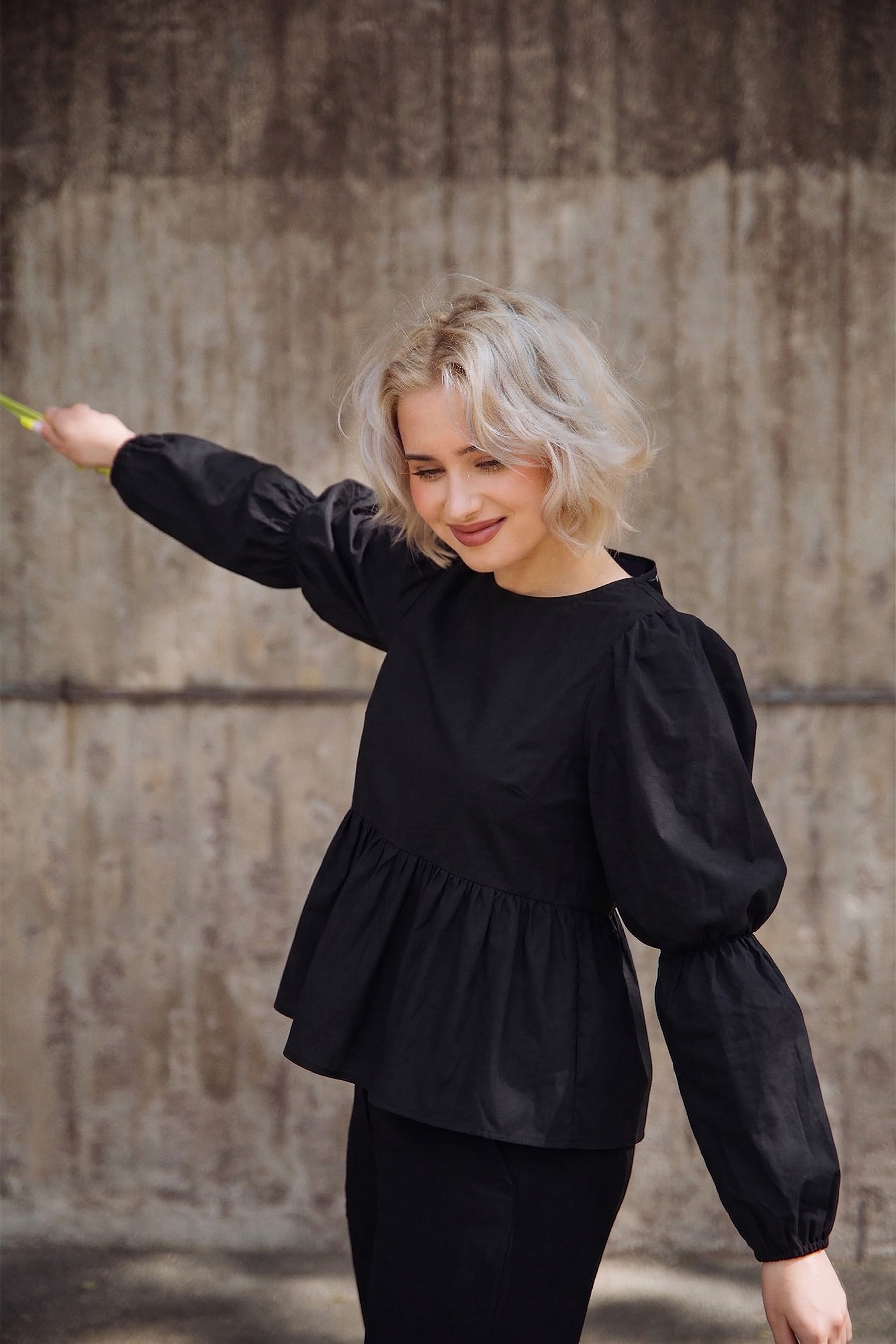 Double Puff Blouse, Black – KAIKO