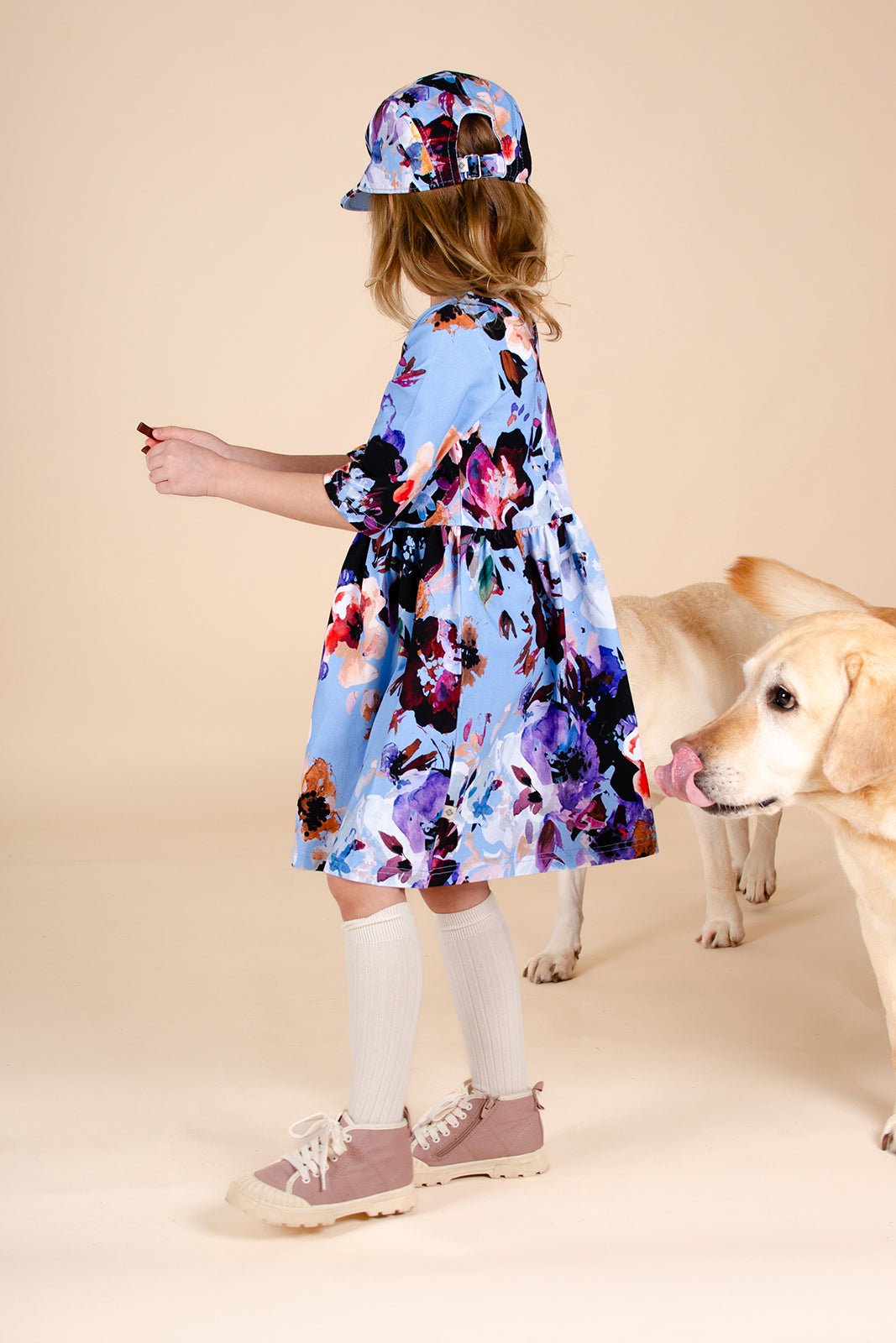 Dress 3/4 sl, Sky Blue Anemone - Kaiko Clothing Company Oy