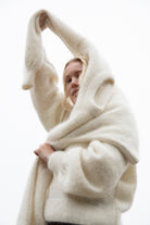 Naisten valkoinen alpakka-mohair-neulepaita