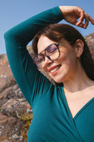 Naisten petroolin värinen kietaisupaita | modelheight:166, size:M