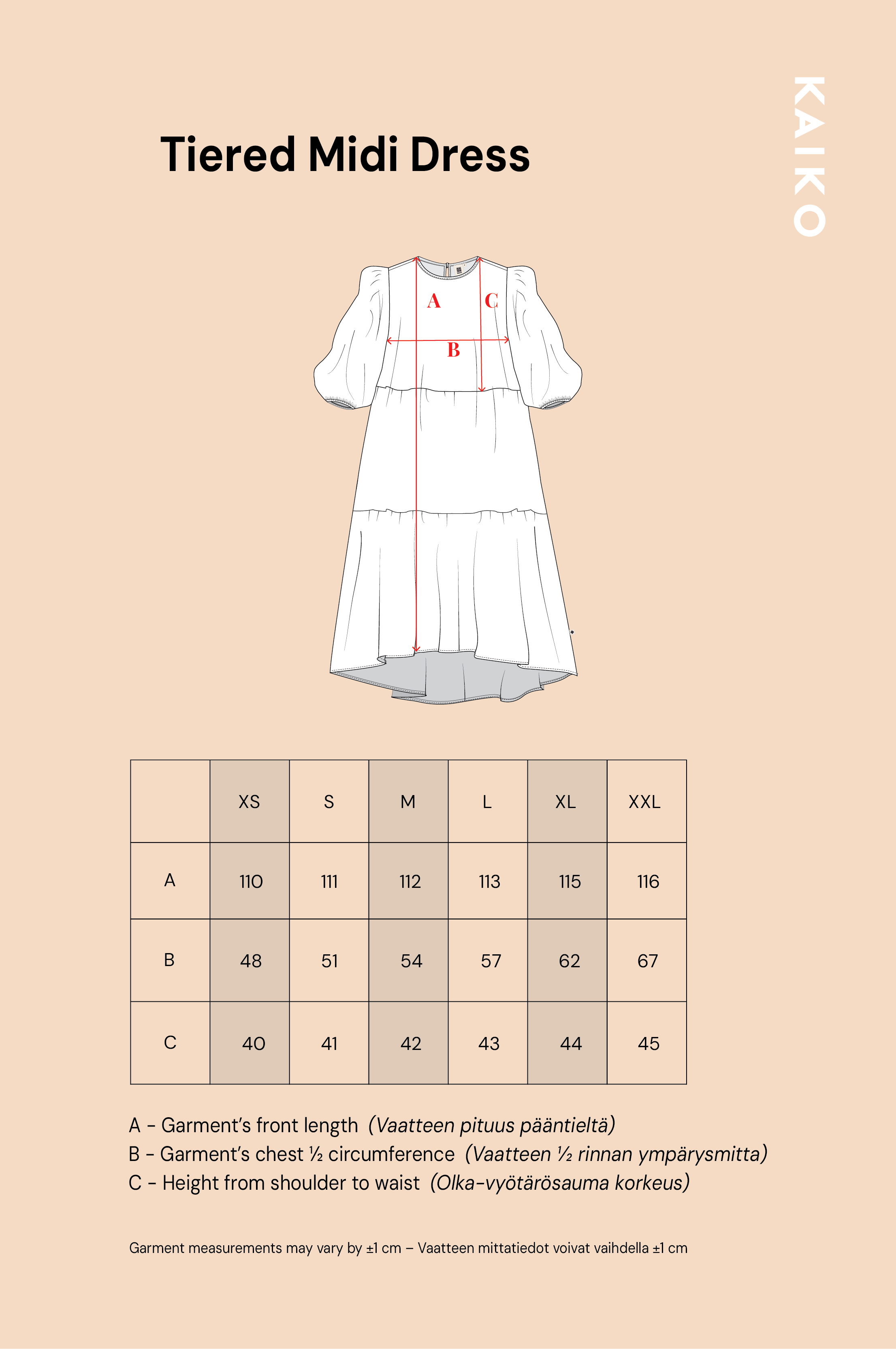 midi dress measurements Tiered Midi Dress, Wild Lea – KAIKO