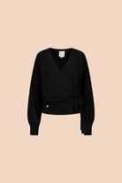 Naisten musta kasmir-villa-kietaisuneuletakki