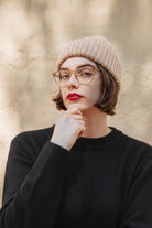 Naisten beige merinovillainen pipo