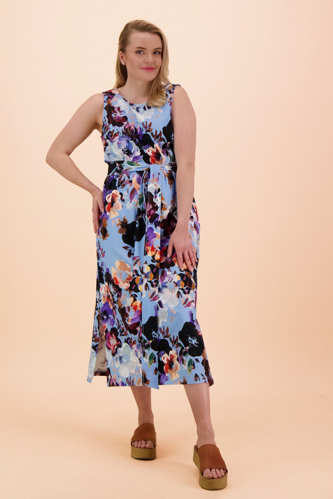 Tank Midi Dress, Sky Blue Anemone - Kaiko Clothing Company Oy