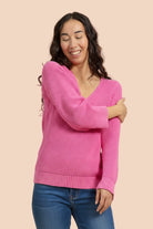 Naisten pinkki puuvillaneule