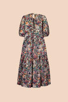 Naisten värikäs puuvillamekko kukkakuviolla