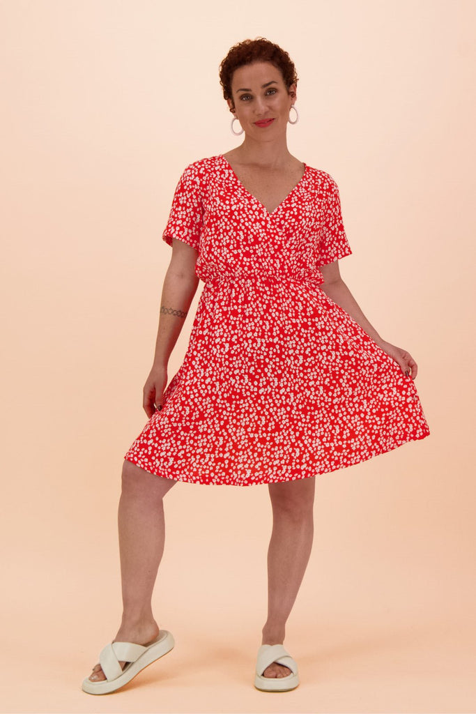 Bliss Wrap Dress, Flora Red - Kaiko Clothing Company Oy