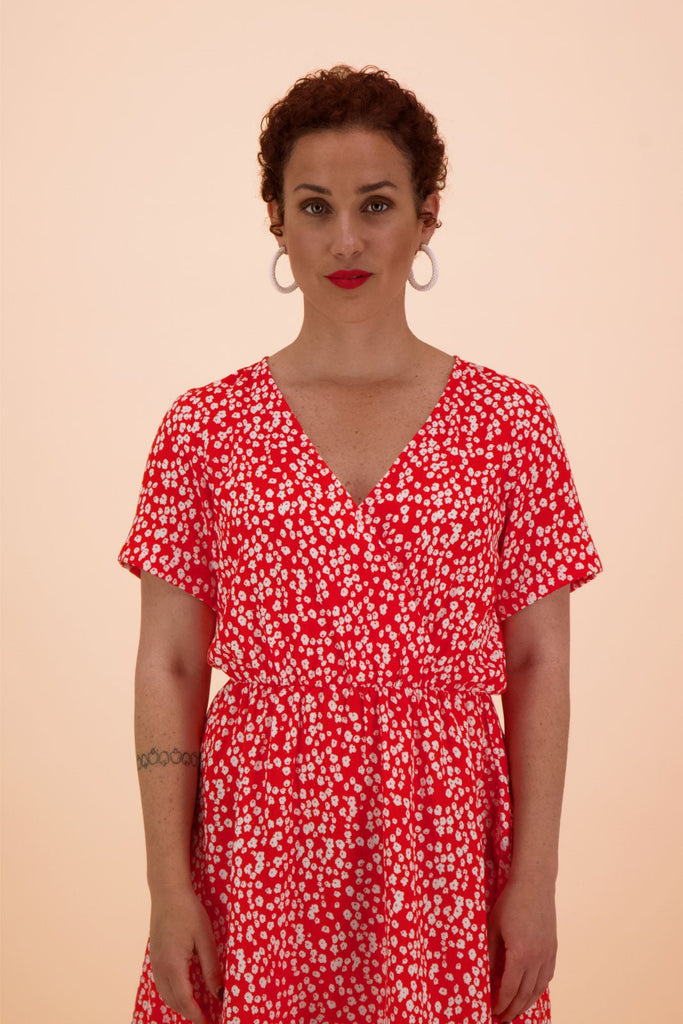 Bliss Wrap Dress, Flora Red - Kaiko Clothing Company Oy