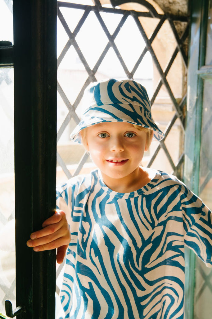 Bucket Sun Hat, Zebra Blue - Kaiko Clothing Company Oy