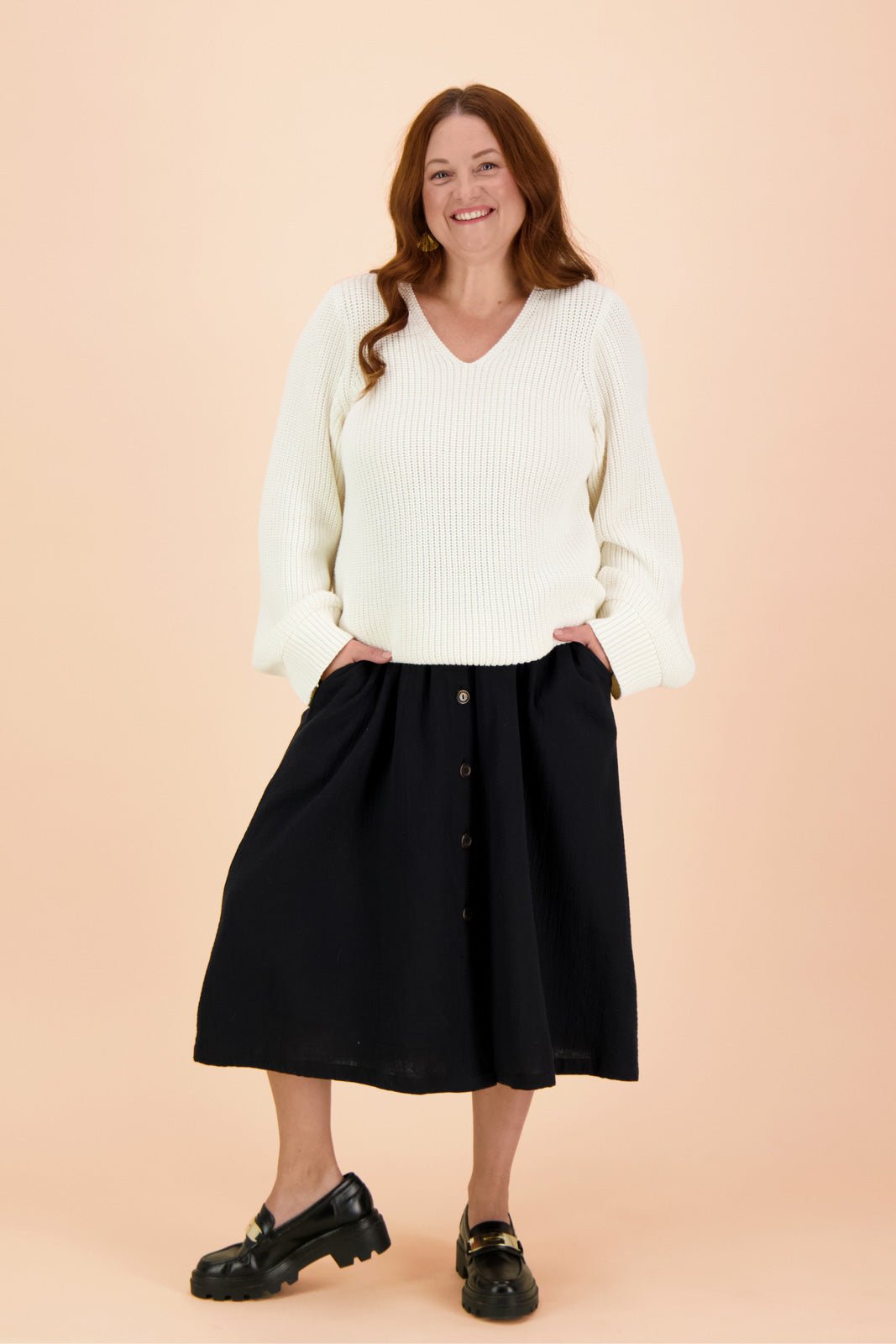 Button Skirt, Black - Kaiko Clothing Company Oy