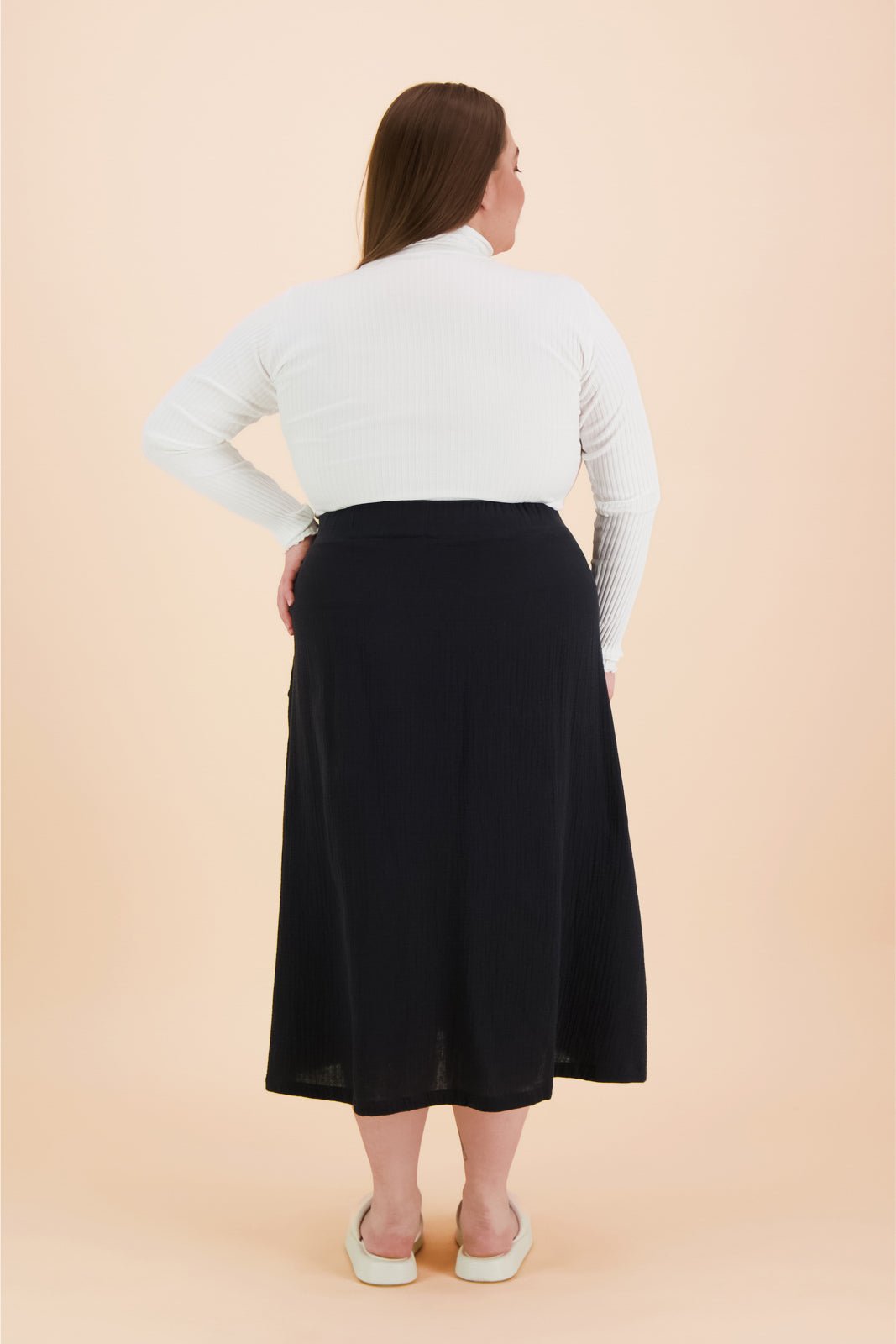 Button Skirt, Black - Kaiko Clothing Company Oy