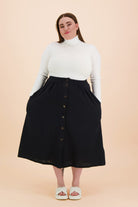 Button Skirt, Black - Kaiko Clothing Company Oy