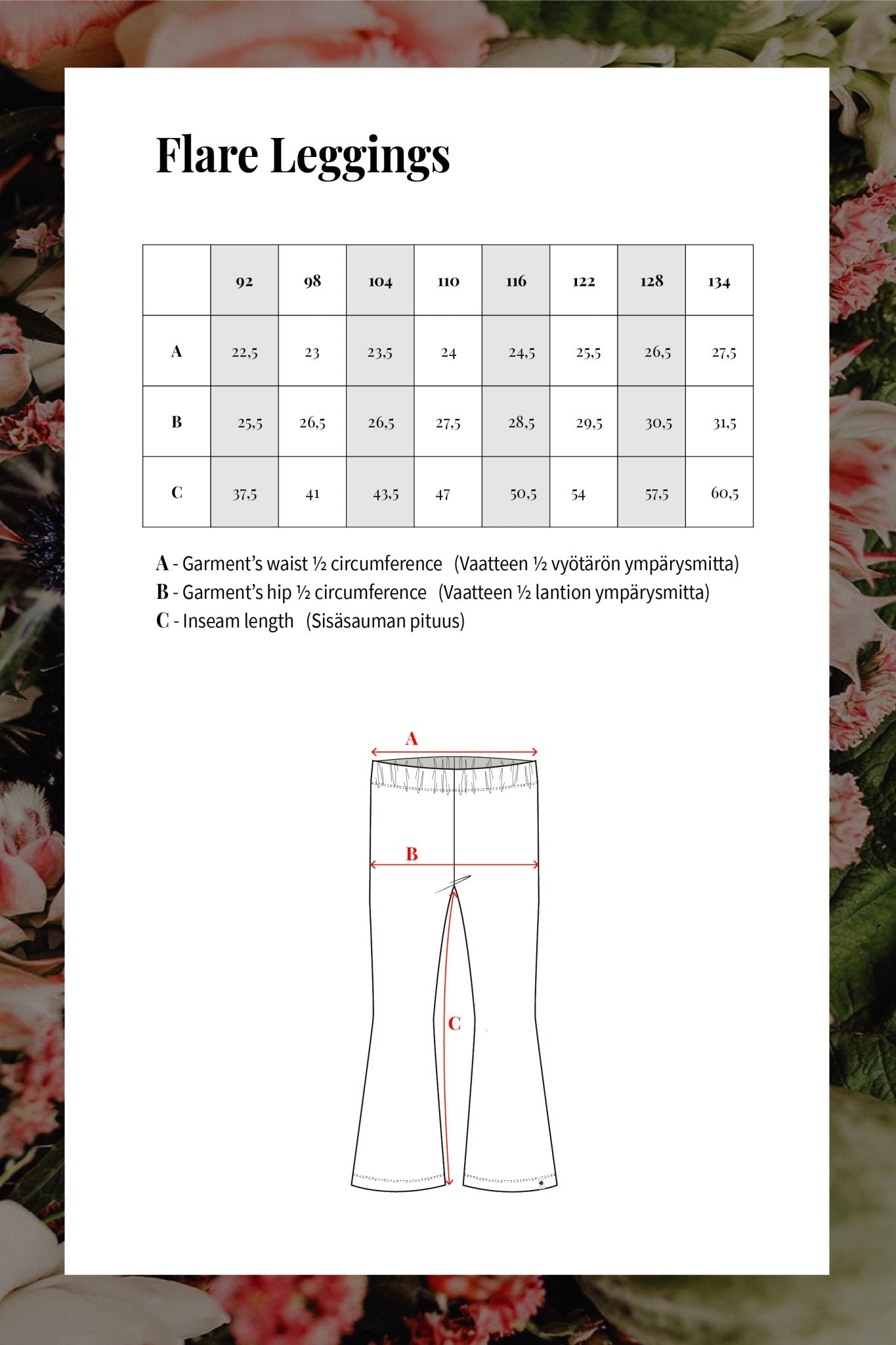 Flare Leggings, Lavender Bloom - Kaiko Clothing Company Oy