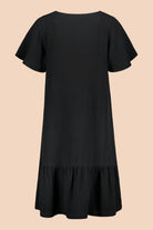 Frill Button Dress, Black - Kaiko Clothing Company Oy