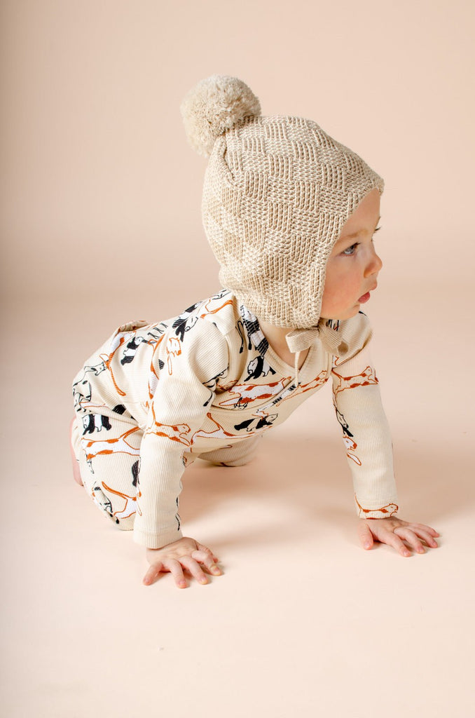 Grid Baby Beanie, Light Sand - Kaiko Clothing Company Oy