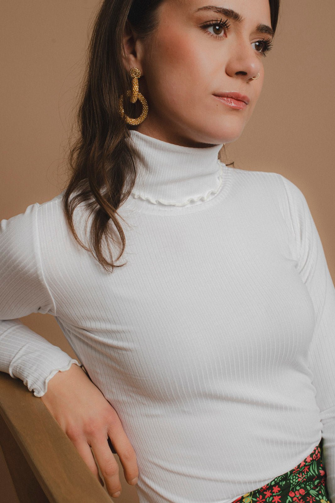 Rib Rollneck, White - Kaiko Clothing Company Oy