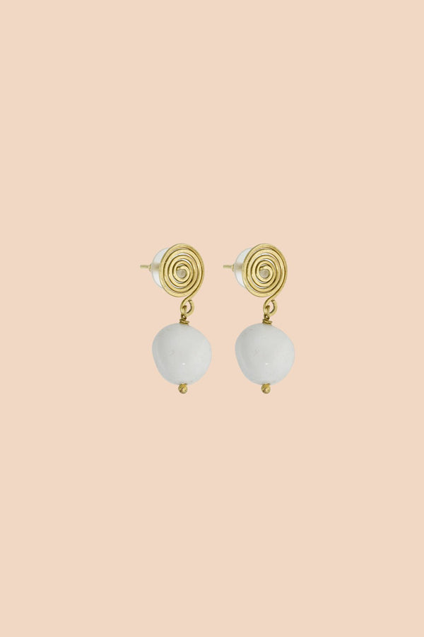 Rita Earrings, White Marble - Kaiko Clothing Company Oy