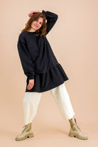 Ruffle Sweatshirt Dress, Black - Kaiko Clothing Company Oy