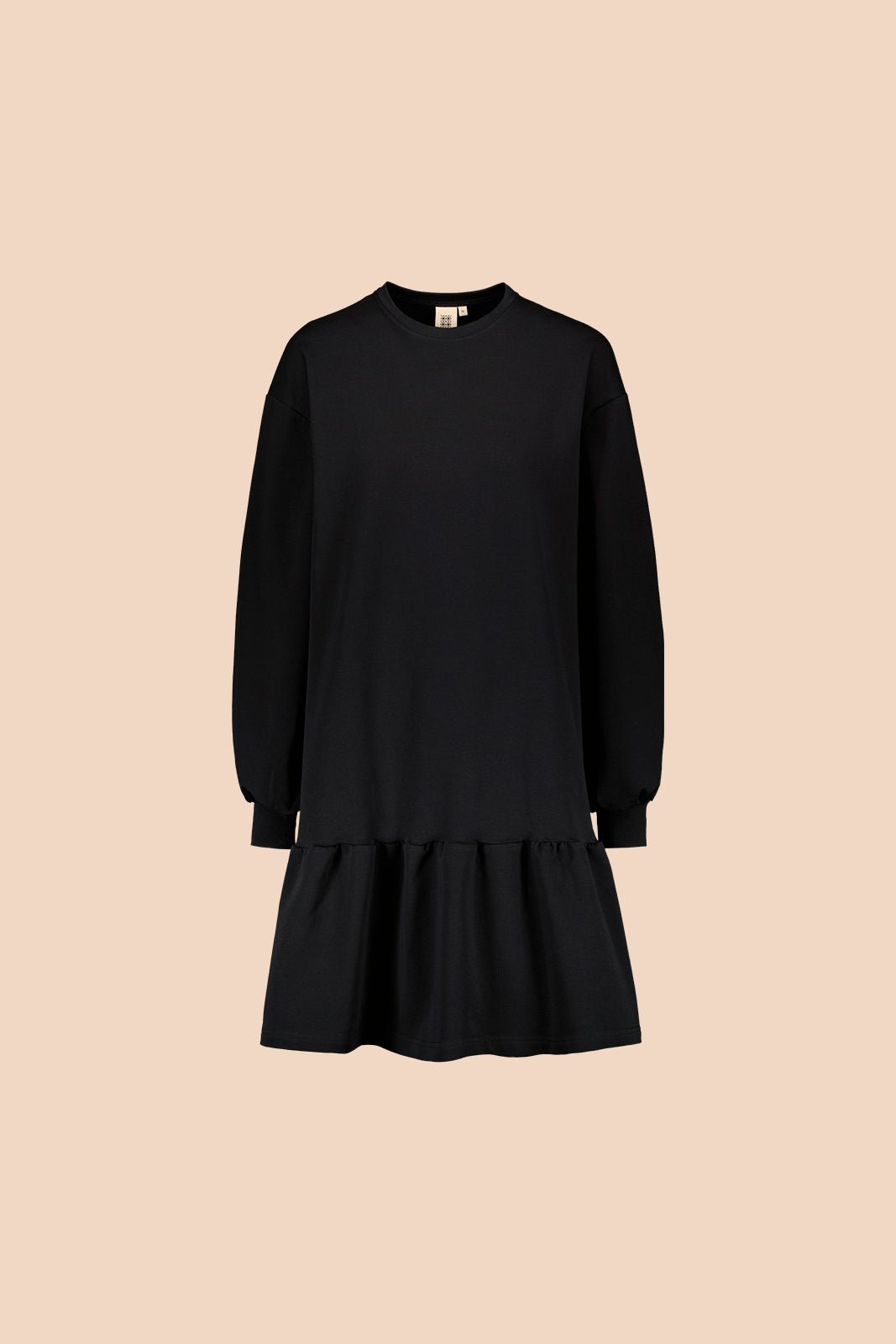 Ruffle Sweatshirt Dress, Black - Kaiko Clothing Company Oy