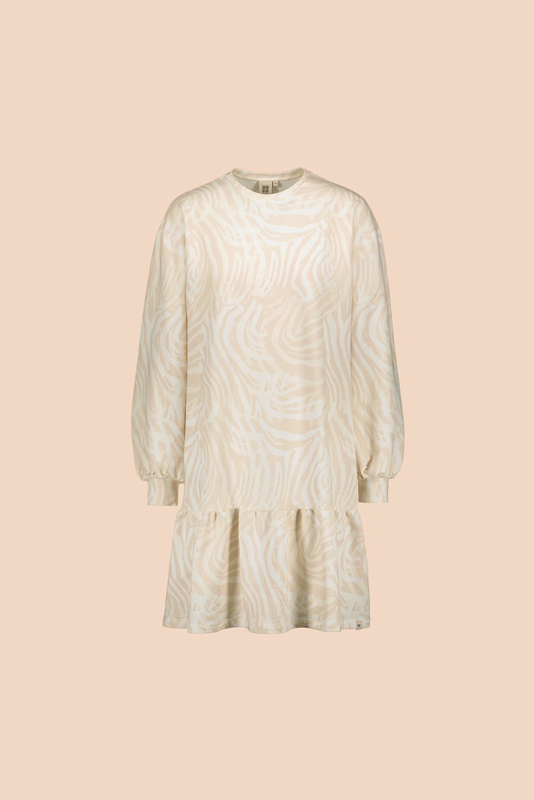 Ruffle Sweatshirt Dress, Zebra Offwhite - Kaiko Clothing Company Oy