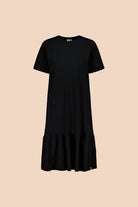 Ruffle T-shirt Dress, Black - Kaiko Clothing Company Oy