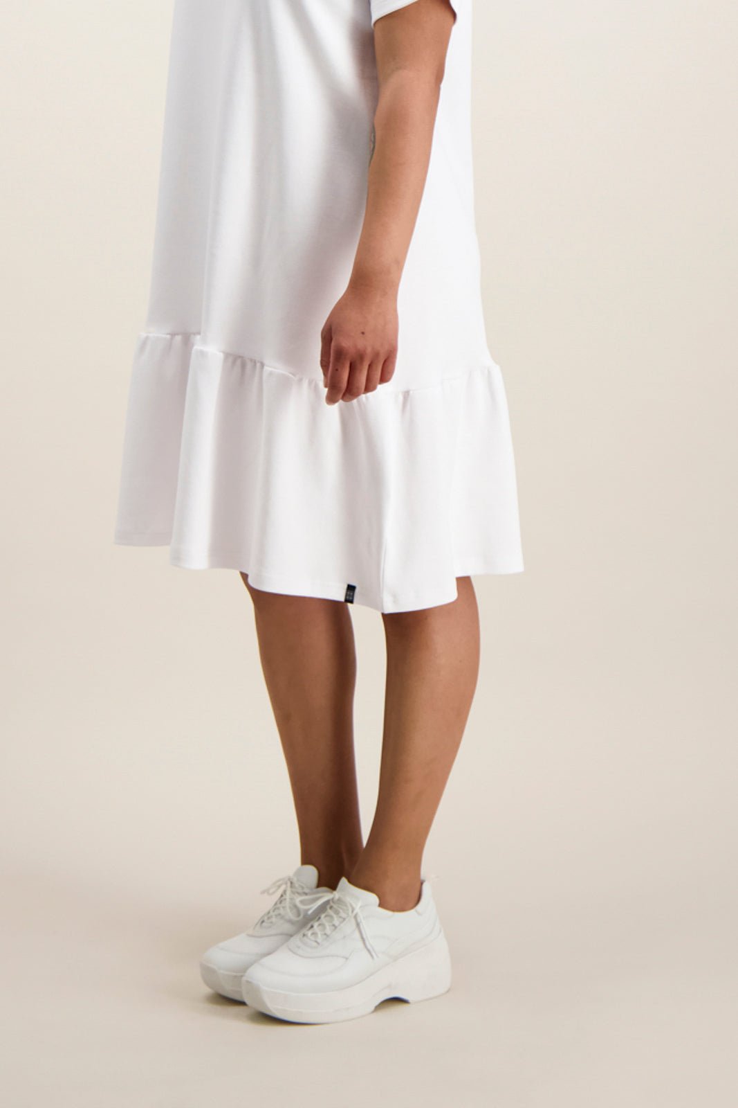 Ruffle T-shirt Dress, White - Kaiko Clothing Company Oy