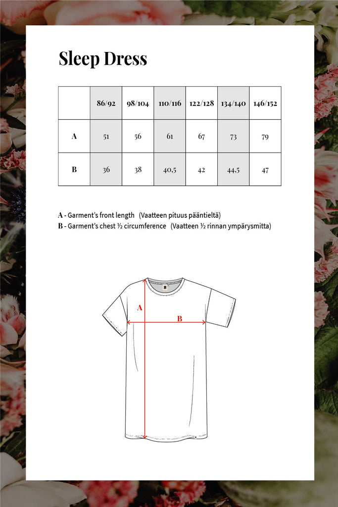 Sleep Dress, Rose Yard - Kaiko Clothing Company Oy