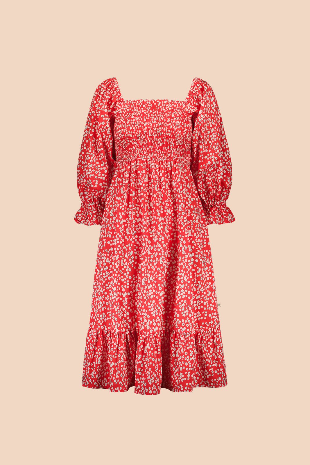 Smock Dress, Flora Red - Kaiko Clothing Company Oy