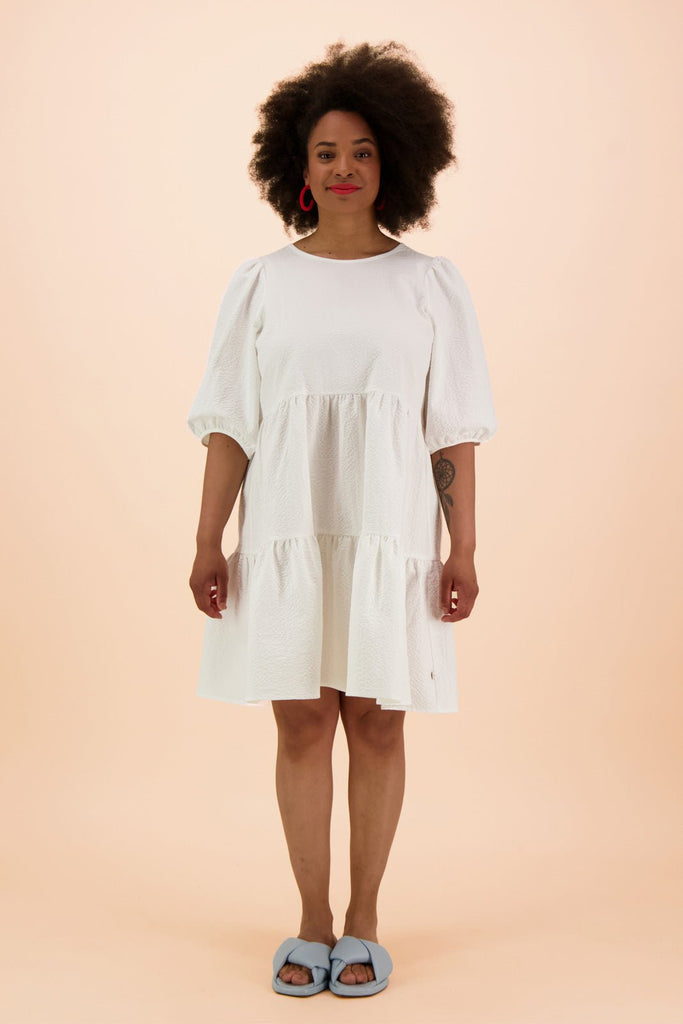 Tiered Mini Dress, White - Kaiko Clothing Company Oy