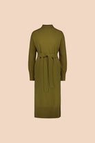 Wool Midi Dress, Olive - Kaiko Clothing Company Oy
