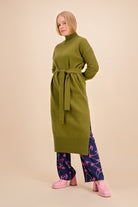 Wool Midi Dress, Olive - Kaiko Clothing Company Oy
