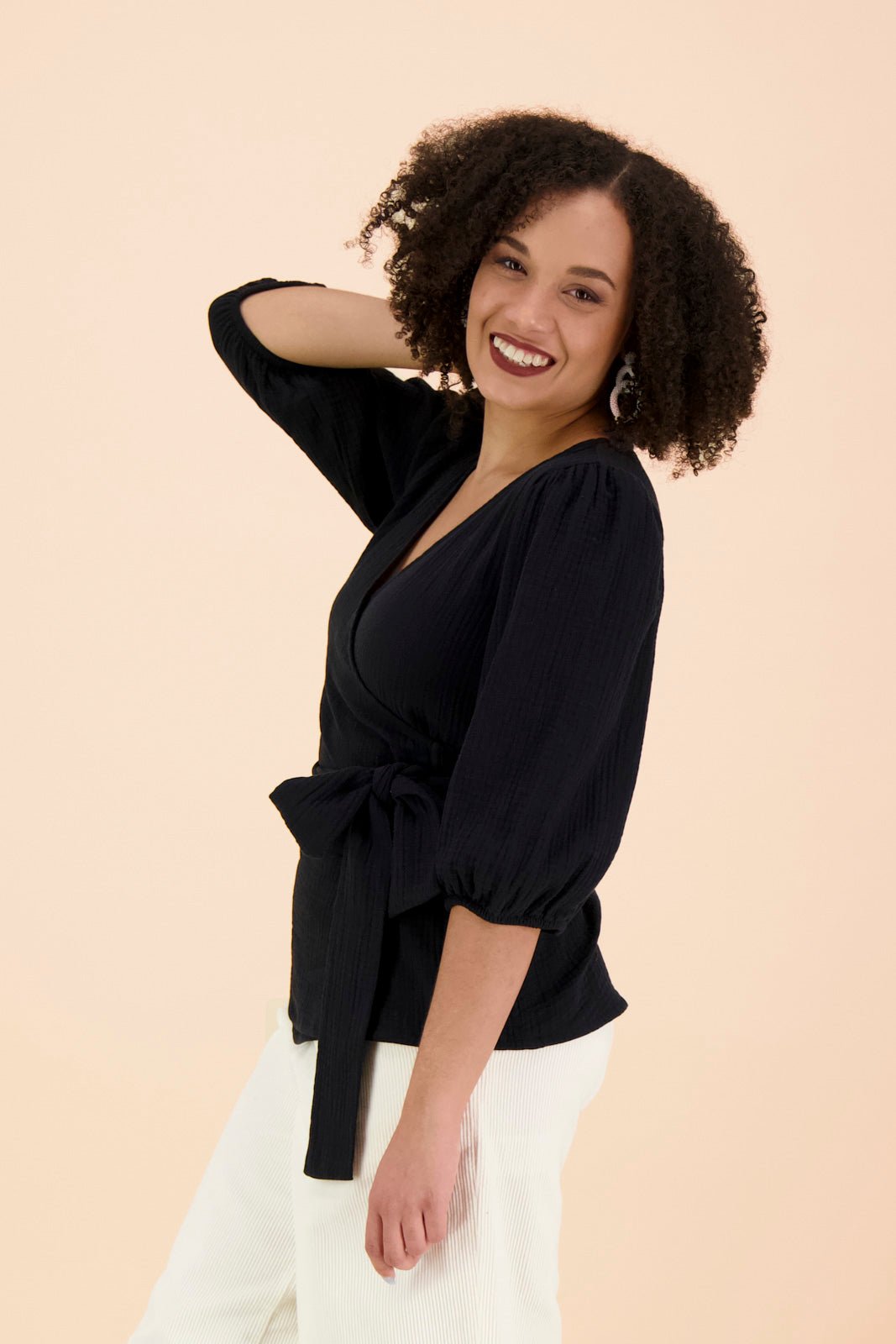 Wrap Blouse, Black - Kaiko Clothing Company Oy