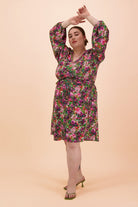 Wrap Mini Dress, Blooming Forest Bright - Kaiko Clothing Company Oy